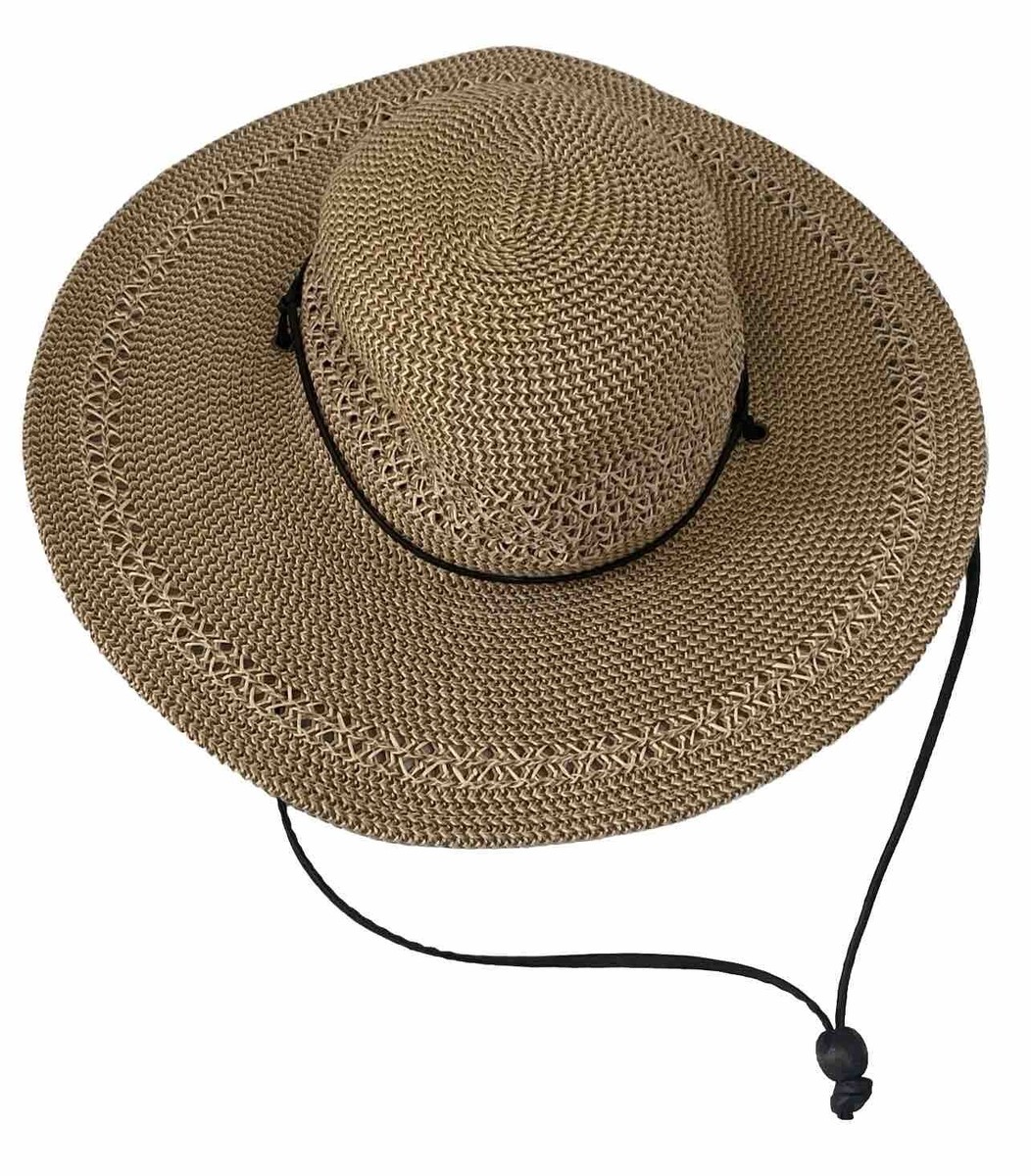 Siggy Sun Hat - OSFM tan , black band , cellulose polyester