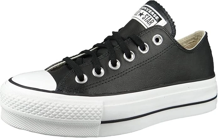 New Converse CTAS Lift Clean Ox Black/White Womens Size 8 Leather (561681C)