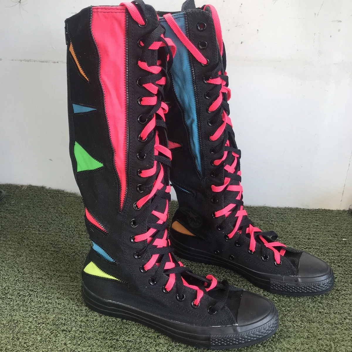 Converse All Star XXHI Chuck Taylor Neon Zip Up Knee High Sneakers Shoes W 8 M 6