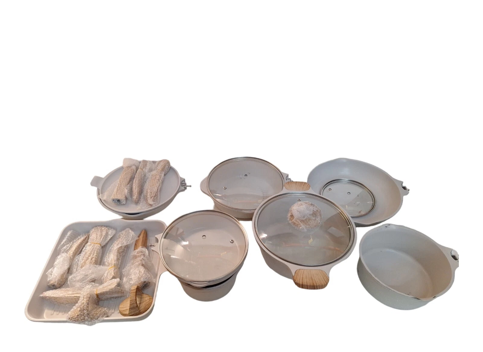 JEETEE 13pcs Pots and Pans Set Nonstick White Granite Coating Cookware Sets