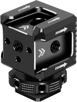 Triple Cold & Hot Shoe Mount Adapter w/1/4'' Threads for Flash Mic Monitor/Camera