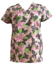 Women's Fashion Medical Nursing Scrub Tops Colorful Butterflies S
