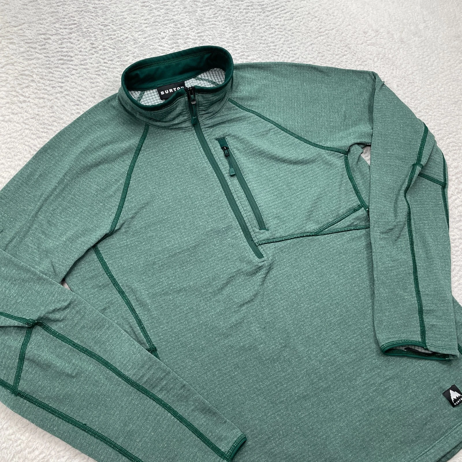 burton stockrun grid pullover 1/2 zip fleece hoodie