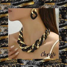 Chunky Acrylic Geometric Necklace And Earring Set STATEMENT