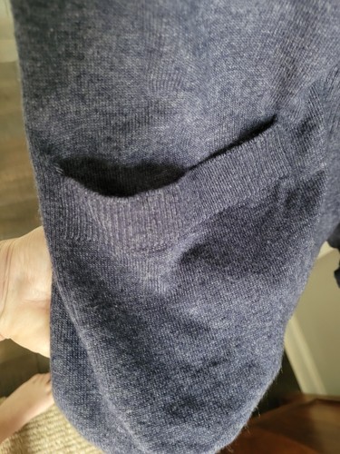 Matty M Long Dark Blue Cardigan, SZ L, Ribbing, Acrylic/Cotton, Pre-Owned - Picture 4 of 14