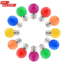 12 Pack Coloured LED Light Bulbs B22 Bayonet, Brightfour Festoon Golf Bulb 1.5W