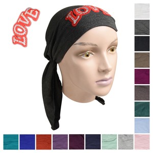 Cute Kids Headscarf W Red Sparkle Love Applique Children Hair Loss
