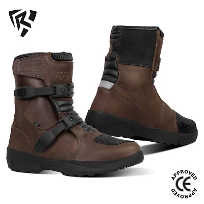 NEW Adventure Raxid Basta V2 Low Leather Waterproof Motorcycle Boot Brown CE 2