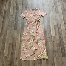 Bardot Dress Size 4 Pink Floral Short Sleeve Wrap