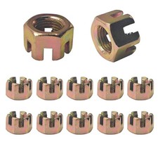 AUXBC12PCS M12x1.25mm Hexagon Slotted Castle Nuts, Grade M12x1.25mm, brown