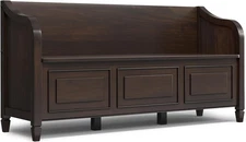 Connaught Entryway Storage Bench - 56 Inch Wide Solid Wood Wide Storage Seat in 