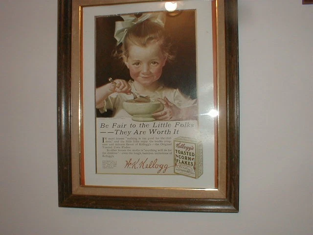 Antique Style Kellogg’s Corn Flakes Worldwide Advertising Print c.1900s Framed - Image 2 of 3