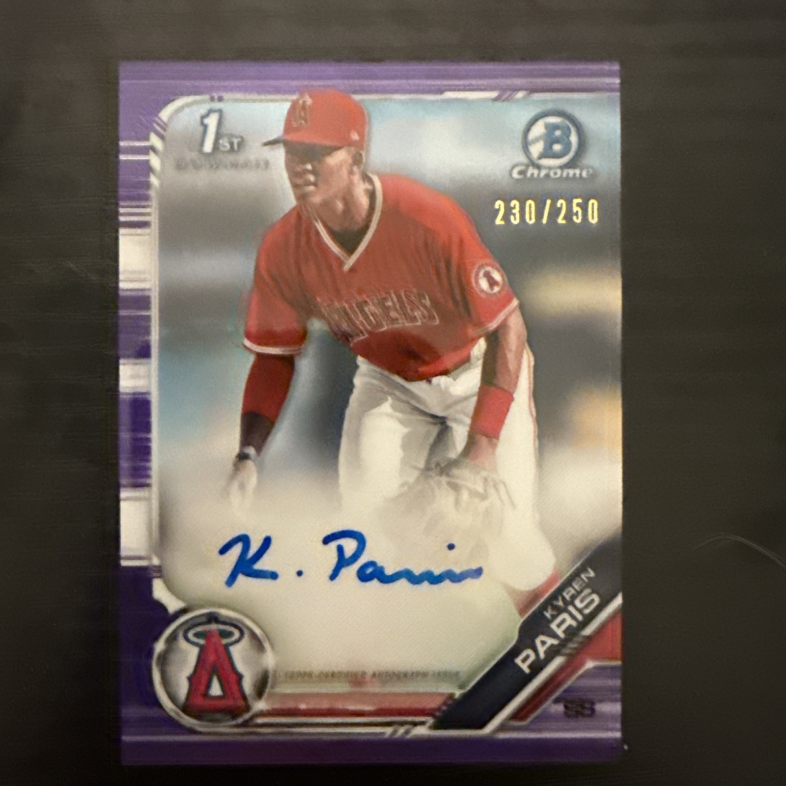 2019 Bowman Draft Chrome Pick Purple Refractor #/250 Kyren Paris Auto 03j5