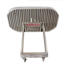 Sedia da barbiere Koken President/Triumph vintage 1961 girevole imbottita poggiapiedi nero