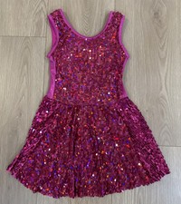 Weissman Dance Costume 16343 Intermediate Child IC Sequin Hot Pink Tap Jazz 7/8