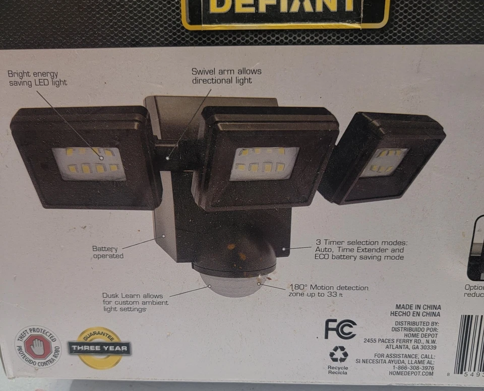 Defiant, 180 Degree, LED Motion Sensing Outdoor Security Light - Image 3 of 4