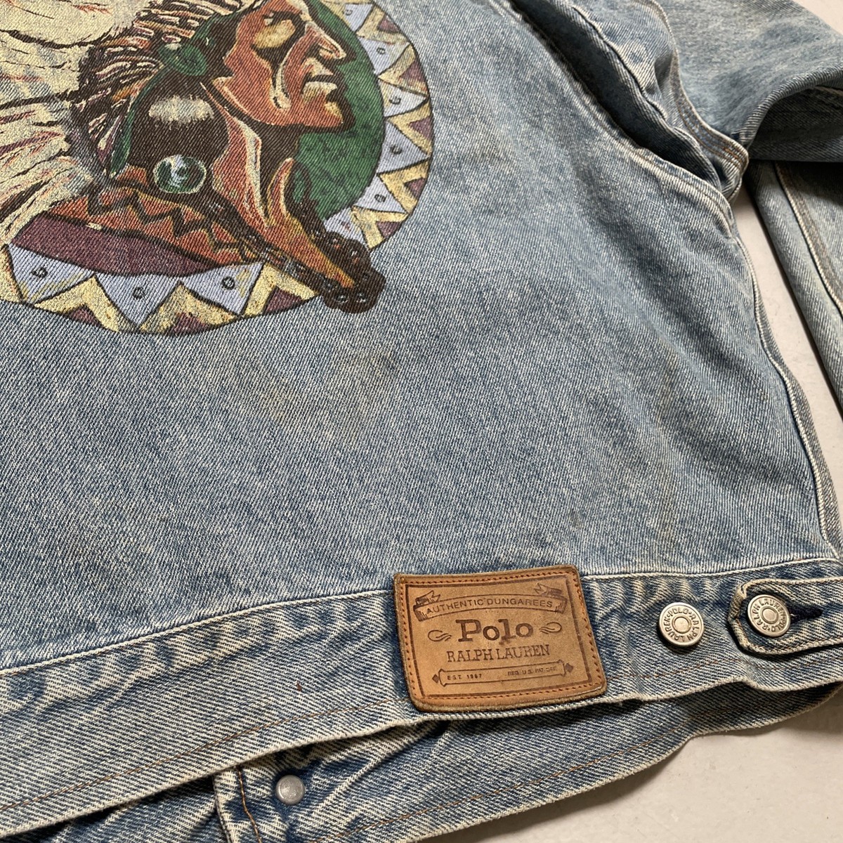 Vintage Ralph Lauren Indian Chief Denim Trucker Type 2 Style Ranch