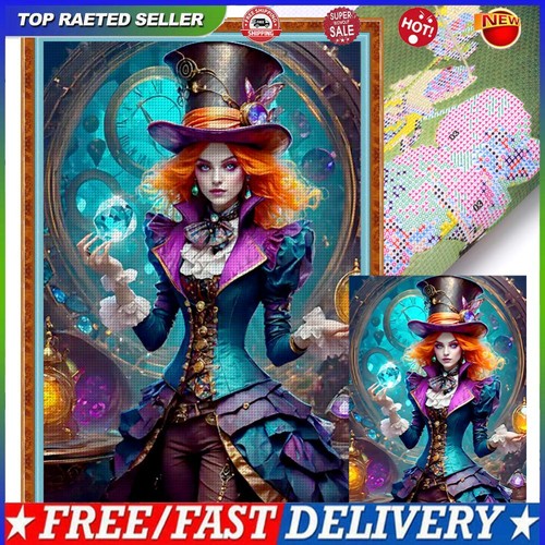 Full Embroidery Eco-cotton Thread 11CT Printed Witch Cross Stitch Kit 50x70cm #A