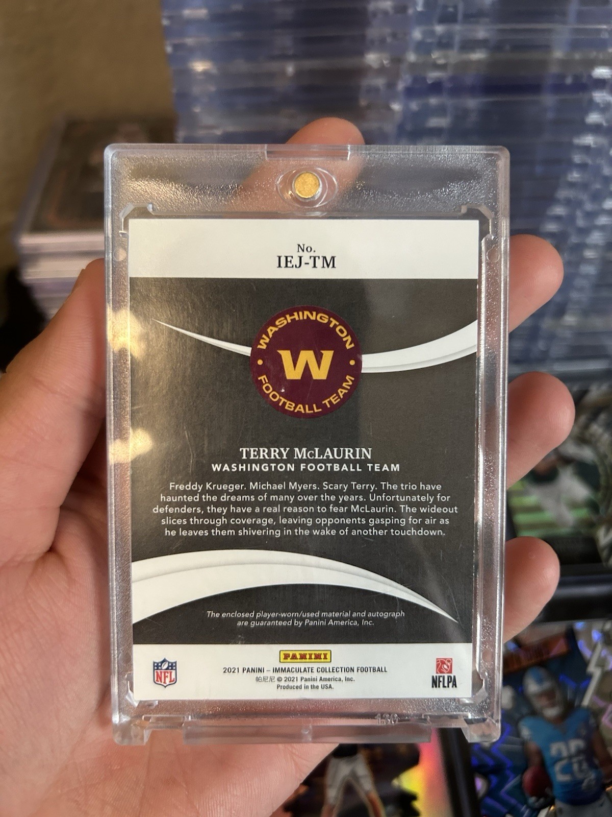 2021 Panini Immaculate Terry McLaurin Washington Eye Black Jersey Auto  /5! view 2