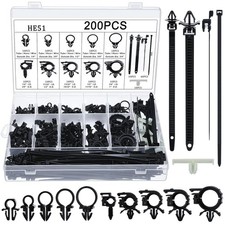 200pcs Car Wire Loom Routing Clips Push Mount Cable Tie Assortment 15 Sizes Car