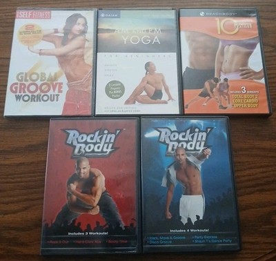 Self Fitness Yoga Core Cardio Rockin' Body Five DVD Disc Bundle