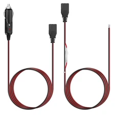 2-Pack CB Radio Power Cord 15A 12V Cigarette Lighter Plug 2-Wire 3-Pin