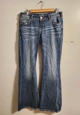 Silver Jeans Co Aiko Skinny Jeans Women 31x34 Super Stretch Mid Flare 