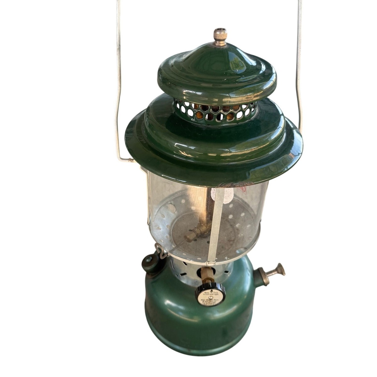 VTG RARE Coleman Model 220E Metallic Green White Gas LANTERN