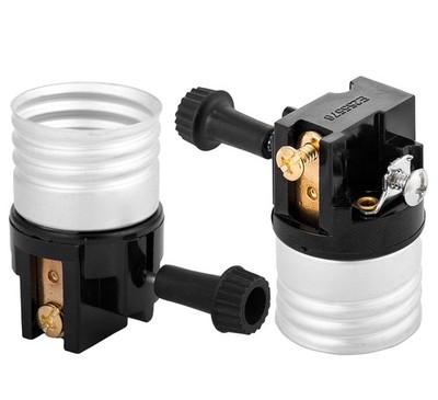 (2 pack) 3 way socket replacement for lamp, Medium Base Interior Only, Black