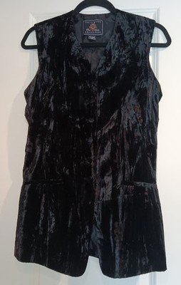 The Limited Collection  Women's Size XS Velvet Black Sleeveless Button Up Vest