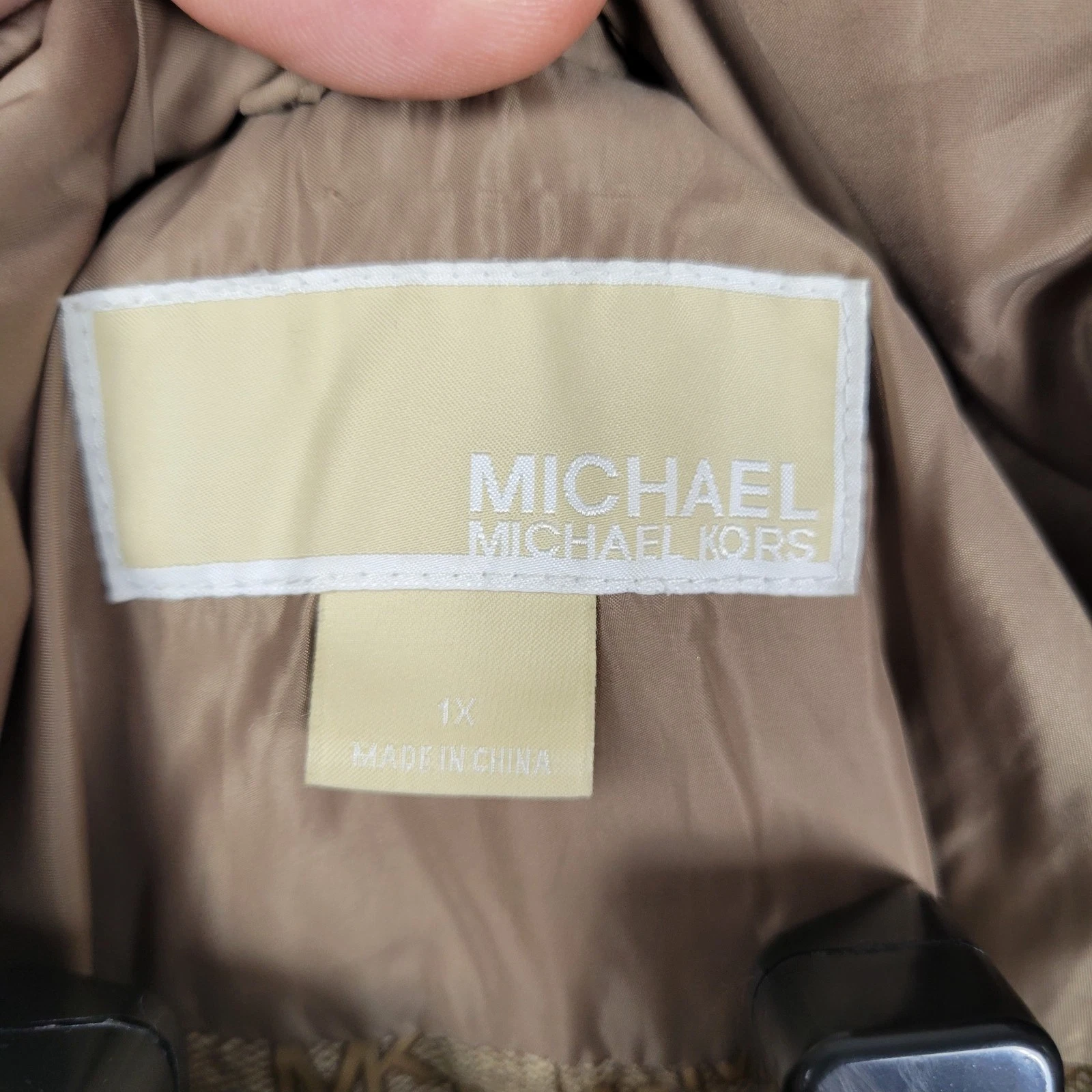 Cappotto giacca Michael Kors donna trapuntato con cintura marrone taglia 1X colore Husk