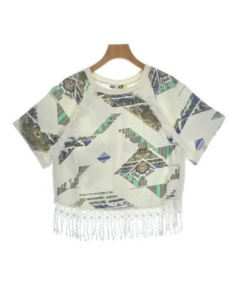 MSGM T-shirts/Cut & Sewns WhitexBluexGreenetc.(Patterned) XS 2200665212031
