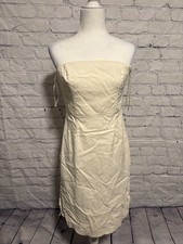 Express | Strapless White Midi Dress | Lace Back Slit | Sz 9/10 | EUC