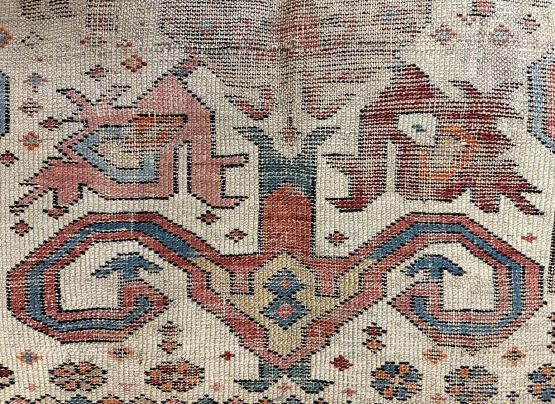 ANTIQUE CAUCASIAN  PRAYER RUG WORN CONDITION