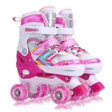 Roller Skates for Kids Girls Toddlers Beginners, 4 Size Adjustable Light Up W...