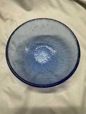 Fire and Light Glass - Blue Salad Bowl - 6" Diameter -Used