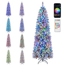 7.5 ft Smart Pencil Christmas Tree with Remote  APP, 350 Pre-Lit RGB LED Lights