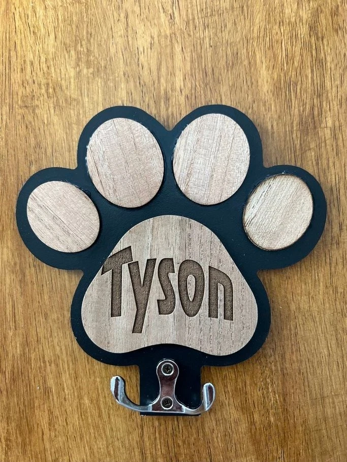 Lindo gancho personalizado para cachorro soporte de correa de perro de madera colgante de pared con nombre  Foto 4 de 4