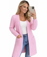 Women's Chunky Cable Knit Cardigan Long Sleeve Open Front Sweater with Pockets