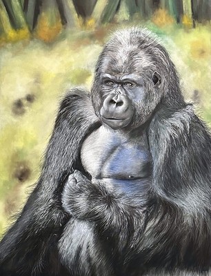 Amazing Gorilla Original Pastel Painting By Maggie Casner 28x20