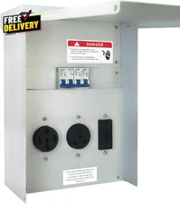 Temporary Power Outlet Panel RV Electrical 20 30 and 50-Amp Receptacle with B...