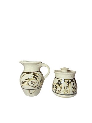 Cornish Hill Pottery Sugar And Creamer Set Handmade Stoneware by Gogi Millner