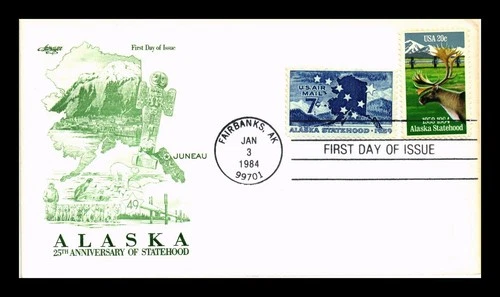 US COVER ALASKA STATEHOOD 25TH ANNIVERSARY FDC COMBO ARTMASTER CACHET