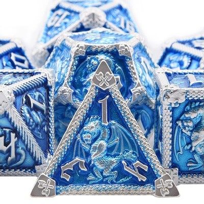 Austor 7-Die Metal Dnd Dice Set Dungeons And Dragons Polyhedral Roll Playing