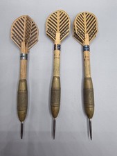 Vintage Brass Set of Darts Set of 3 Wooden Shafts Steel Tip 27g
