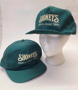 2 Vintage Shoney’s Restaurant Employee Uniform Snapback Hats Green OSFM 90s