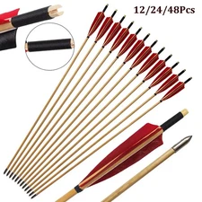 32" Handmade Wooden Arrows Hunting Recurve Bow Arrow Archery 5" Turkey Feather