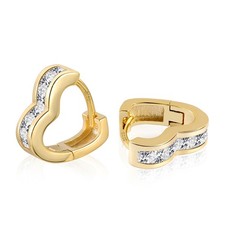 14K Gold Plated Heart Earrings Small Hoop for Women
