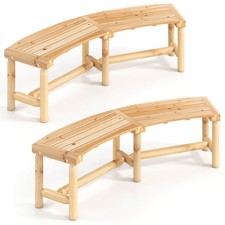 2PCS Patio Curved Bench for 2-3 People, Outdoor Loveseat for Backyard, Garden