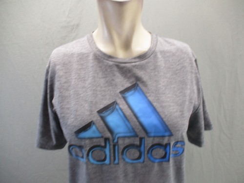 ADIDAS Size L (14-16) Kids Unisex Gray Crew Neck Short Sleeve Athletic Top 408 - Picture 2 of 9